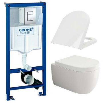 Комплект инсталляции Bocchi (Боччи) V-Tondo 1416-001-0129 подвесной унитаз + инсталляция Grohe (Гроэ) Rapid SL 38772001