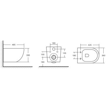 Унитаз подвесной EvaGold (Еваголд) K505 безободковый, сиденье тонкое ДП, крепления EG070001 белый