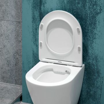 Унитаз подвесной EvaGold (Еваголд) K505 безободковый, сиденье тонкое ДП, крепления EG070001 белый