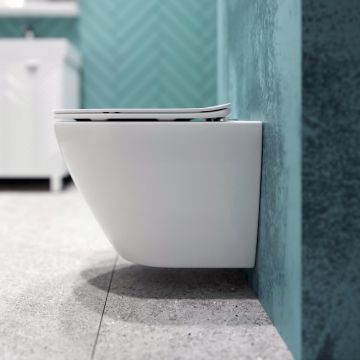 Унитаз подвесной EvaGold (Еваголд) K505 безободковый, сиденье тонкое ДП, крепления EG070001 белый