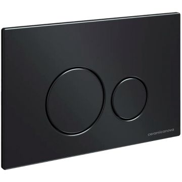 Комплект инсталляции 4 в 1 Ceramicanova (Керамиканова) Подвесной унитаз Metric Rimless арт. CN3007 + Шумоизоляционная панель для инсталляции арт. CN1000 + Система инсталляции для унитазов CERAMICANOVA Envision с кнопкой смыва Round цвет черный матовый и к