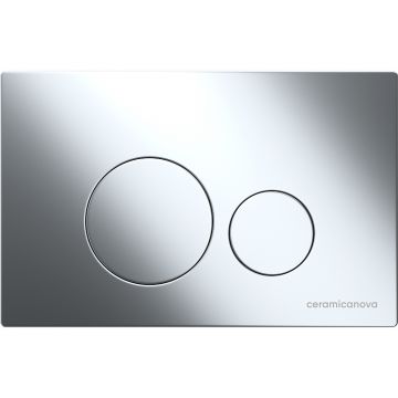 Комплект инсталляции 4 в 1 Ceramicanova (Керамиканова) Подвесной унитаз Metric Rimless арт. CN3007 + Шумоизоляционная панель для инсталляции арт. CN1000 + Система инсталляции для унитазов CERAMICANOVA Envision с кнопкой смыва Round цвет хром и креплениями