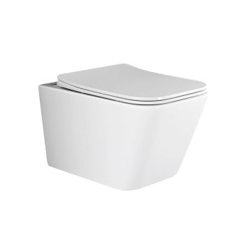 Комплект инсталляции 4 в 1 Ceramicanova (Керамиканова) Подвесной унитаз Metric Rimless арт. CN3007 + Шумоизоляционная панель для инсталляции арт. CN1000 + Система инсталляции для унитазов CERAMICANOVA Envision с кнопкой смыва Flat цвет хром, креплениями,