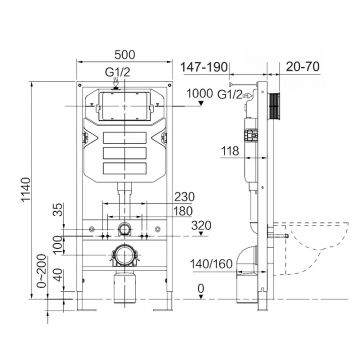 Комплект инсталляции 4 в 1 Ceramicanova (Керамиканова) Подвесной унитаз Forma Rimless арт. CN3009 + Шумоизоляционная панель для инсталляции арт. CN1000 + Система инсталляции для унитазов CERAMICANOVA Envision с кнопкой смыва Round цвет хром и креплениями,