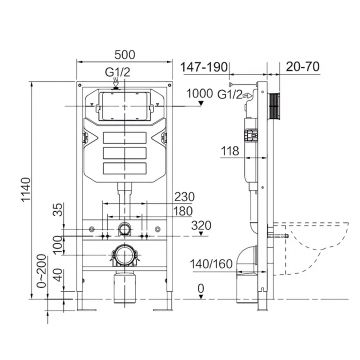 Комплект инсталляции 4 в 1 Ceramicanova (Керамиканова) Подвесной унитаз Forma Rimless арт. CN3009 + Шумоизоляционная панель для инсталляции арт. CN1000 + Система инсталляции для унитазов CERAMICANOVA Envision с кнопкой смыва Flat цвет хром, креплениями, а