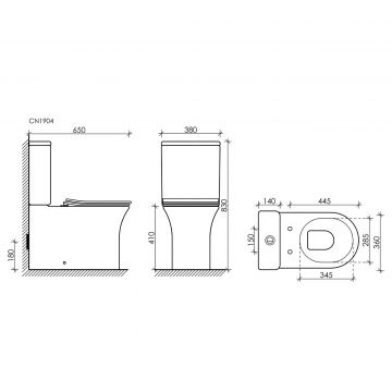 Унитаз напольный, приставной Ceramicanova (Керамиканова) Star CN1904 Белый