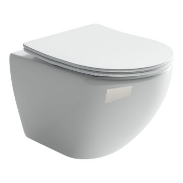 Комплект инсталляции 4 в 1 Ceramicanova Подвесной унитаз Metropol Rimless арт. CN4002 + Шумоизоляционная панель для инсталляции арт. CN1000 + Система инсталляции для унитазов CERAMICANOVA Envision с кнопкой смыва Round цвет черный матовый и креплениями, а