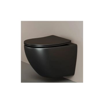 Комплект инсталляции 4 в 1 Ceramicanova (Керамиканова) Подвесной унитаз Metropol Rimless арт. CN4002MB + Шумоизоляционная панель для инсталляции арт. CN1000 + Система инсталляции для унитазов CERAMICANOVA Envision с кнопкой смыва Round цвет хром матовый и