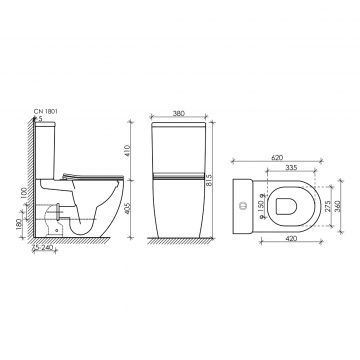 Унитаз напольный, приставной Ceramicanova (Керамиканова) Mia CN1801 Белый