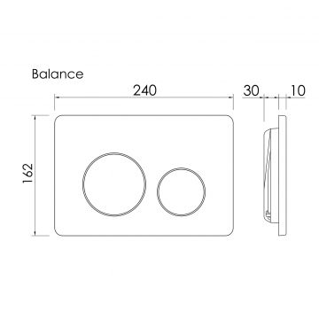 Кнопка смыва Ceramicanova (Керамиканова) Balance, клавиши Circle, цвет черный матовый, арт. CN12-001MB