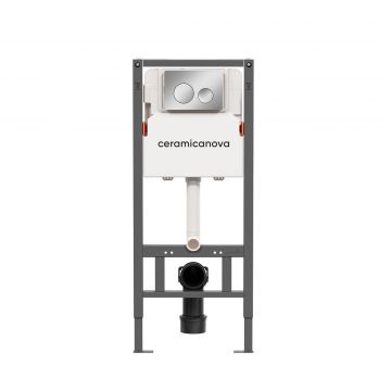 Система инсталляции для унитазов Ceramicanova (Керамиканова) Balance с кнопкой смыва Circle, цвет хром глянцевый, и креплениями, арт. CN121001CH