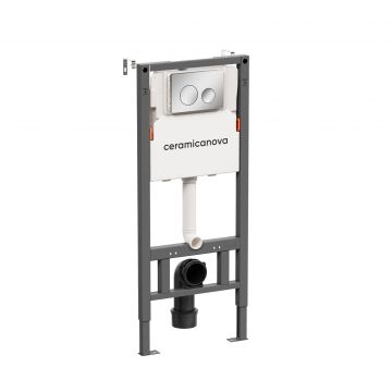 Система инсталляции для унитазов Ceramicanova (Керамиканова) Balance с кнопкой смыва Circle, цвет хром глянцевый, и креплениями, арт. CN121001CH