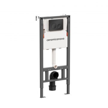 Система инсталляции для унитазов Ceramicanova (Керамиканова) Balance с кнопкой смыва Circle, цвет черный матовый, и креплениями, арт.CN121001MB