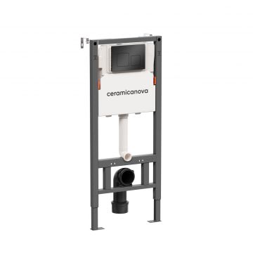 Система инсталляции для унитазов Ceramicanova (Керамиканова) Balance с кнопкой смыва Square, цвет черный матовый, и креплениями, арт. CN121002MB