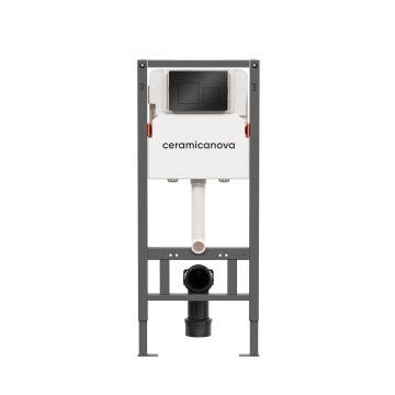 Система инсталляции для унитазов Ceramicanova (Керамиканова) Balance с кнопкой смыва Square, цвет черный матовый, и креплениями, арт. CN121002MB