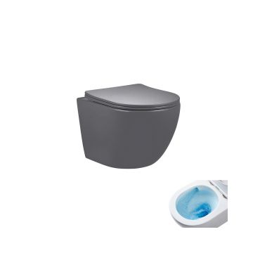 Унитаз подвесной Gid Tornado 49x36x36см, Tr2122TF-Dgm 62260Y, серый матовый