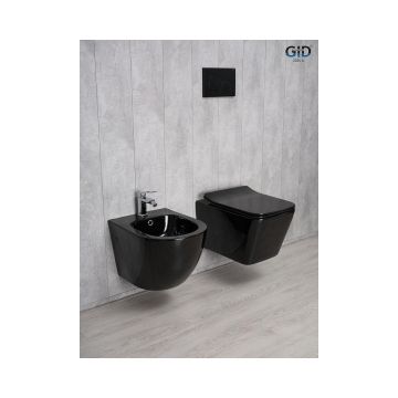 Унитаз подвесной Gid Cuadrado 52x36x33.5см, Tr2144BL 62224Y, черная глянцевая