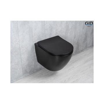 Унитаз подвесной Gid Tornado 49x36x36см, Tr2122TF-Bm 62261Y, черный матовый