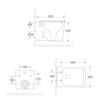 Комплект 6 в 1 RoxenBath (РоксенБаз) StounFix Dual Fresh 606295 система инсталляции для унитазов 710200 + кнопка для инсталляции Caspia 410280M +подвесной унитаз 530135-01