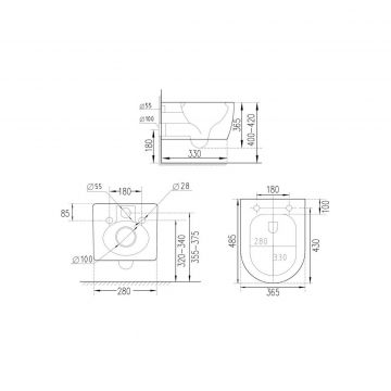 Комплект 6 в 1 RoxenBath (РоксенБаз) StounFix Dual Fresh 570840 система инсталляции для унитазов 710200 + кнопка для инсталляции Caspia 410280W +подвесной унитаз 530185-02