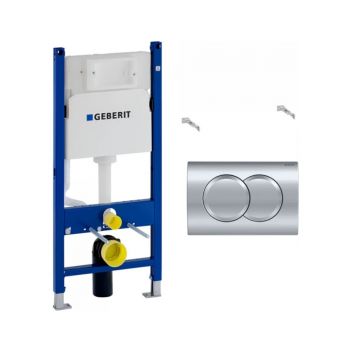 Инсталляция Geberit (Гэберит) Duofix для подвесного унитаза, 112 см, со смывным бачком Delta 12 см, смывная клавиша Delta01, Хром 458.149.21.1