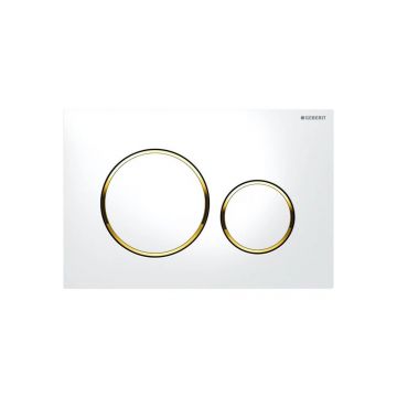 Клавиша смыва Geberit (Гэберит) Sigma 20, двойной смыв, 115.882.KK.1 белый, золотой