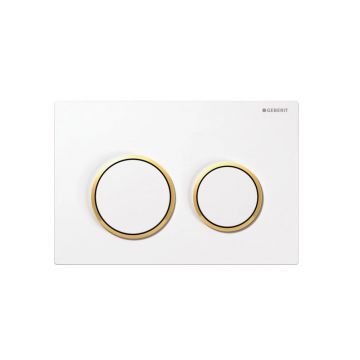 Клавиша смыва Geberit (Гэберит) Omega 20, двойной смыв, 115.085.KK.1 белый, золото