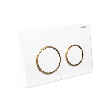Клавиша смыва Geberit (Гэберит) Omega 20, двойной смыв, 115.085.KK.1 белый, золото