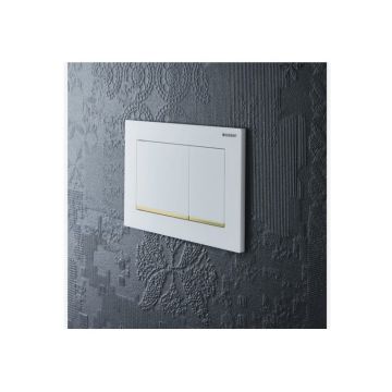 Клавиша смыва Geberit (Гэберит) Omega 30, двойной смыв, 115.080.KK.1 белый, золото