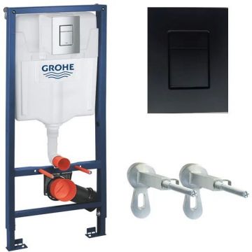 Система инсталляций для унитазов Grohe (Гроэ) Solido 3в1 с панелью смыва кнопки квадрат черный (38811KF0)
