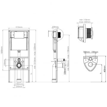 Комплект 3 в 1 Унитаз подвесной Hansgrohe GladeLake S HGSET002 + Инсталляция Диво 4501 + Кнопка 7320 цвет глянцевый белый, INS-INS-677024, Diwo