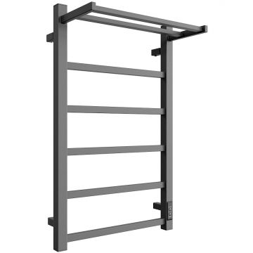 Полотенцесушитель электрический Двин (Dveen) FJ plaza neo 80x50 см, с полкой, К диммер, квадрат графит