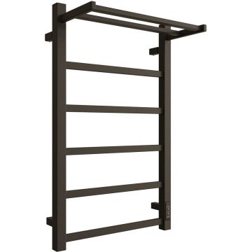 Полотенцесушитель электрический Двин (Dveen) FJ plaza neo 80x50 см, с полкой, К диммер, квадрат черный матовый