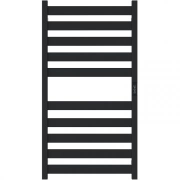Полотенцесушитель электрический Двин (Dveen) G plaza neo 100х50 см, без полки, К диммер, квадрат черный матовый