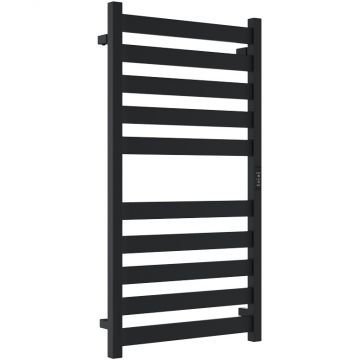 Полотенцесушитель электрический Двин (Dveen) G plaza neo 100х50 см, без полки, К диммер, квадрат черный матовый