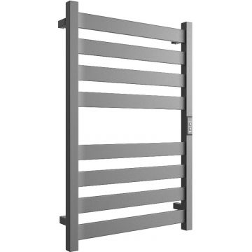 Полотенцесушитель электрический Двин (Dveen) G plaza neo 80х50 см, без полки, К диммер, квадрат графит