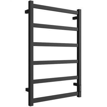 Полотенцесушитель электрический Двин (Dveen) J plaza neo 80х50 см, без полки, К диммер, квадрат черный матовый