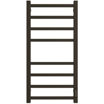 Полотенцесушитель электрический Двин (Dveen) L plaza neo 80х40 см, без полки, К диммер черный матовый