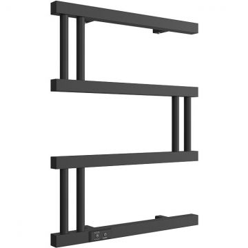 Полотенцесушитель электрический Двин (Dveen) M plaza neo 60х50 см, без полки, К диммер, квадрат черный матовый