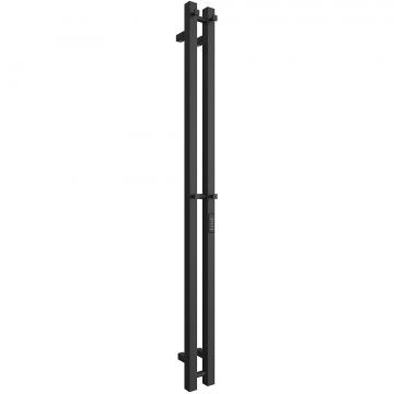 Полотенцесушитель электрический Двин (Dveen) X-2 plaza neo 140x8 см, без полки, К диммер, квадрат черный матовый