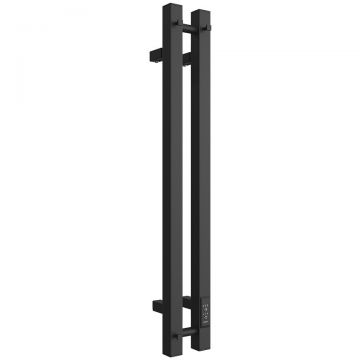 Полотенцесушитель электрический Двин (Dveen) X-2 plaza neo 80x8 см, без полки, К диммер, квадрат черный матовый