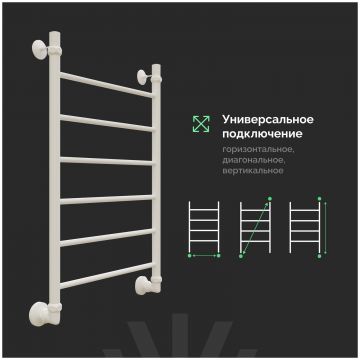 Полотенцесушитель водяной Эврика Сафо P 80x55 см, матовый белый, лесенка, 4627201609373, Ewrika