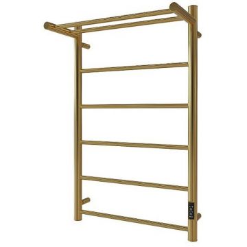 Полотенцесушитель электрический Stout (Стаут) Jazz Round Золотой Хром 585 с полкой 80х50 см (SHQ-J8RR-F08050)