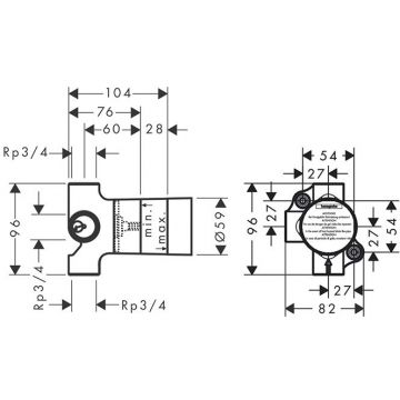 Скрытая часть для запорного и переключающего вентиля Axor (Аксор) Тriо Stор 3/4″ 15981180