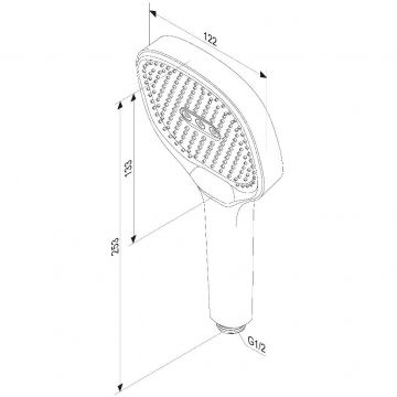 Ручной душ Damixa (Дамикса) Merkur квадрат, 3 функции, черный, 940020300