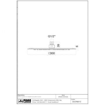 Верхний душ Fiore (Фиоре) Shower, квадратный ультратонкий 30х30 см, цвет хром 30CR8613