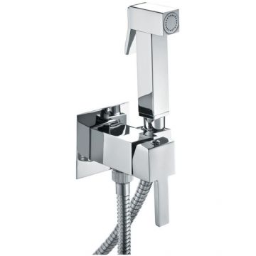 Набор гигиенического душа Fiore (Фиоре) Shower, квадратной формы, со смесителем на х/г воду, цвет белый матовый 30BB8595