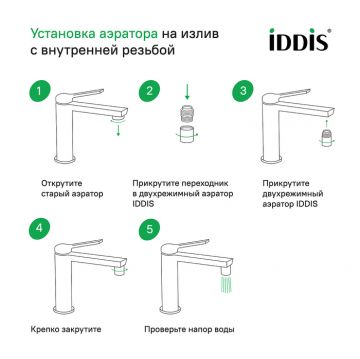 Аэратор для смесителя Iddis (Иддис), пластик, M22, корпусный, внутренняя резьба, двухрежимный, 996P22S2SMD