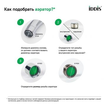 Аэратор для смесителя Iddis, силикон, M24, бескорпусный, наружная резьба, поворотный, 996S24A3SMFR