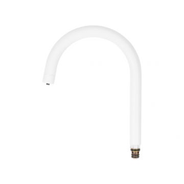 Излив для кухни Iddis (Иддис), J-образный, нерж. сталь, 184х235 мм, поворотный, белый, 995J18W5SM